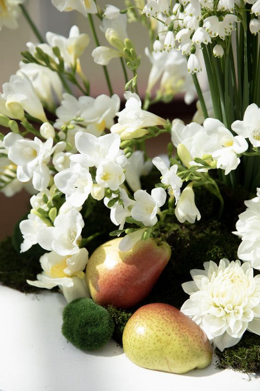 Pear & Freesia  -	Bergamota, Para -	Magnolie, Trandafir, Orhidee -	Mosc, Patchouli,Ambra