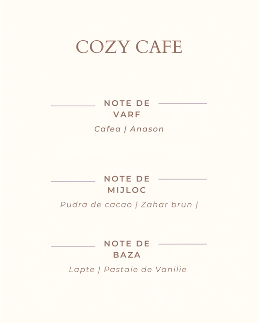 Ulei Parfumat Cozy Café (Cafeneaua ta cozy) este un parfum cremos si imbietor, ca prima cafea de dimineata.  cafea misros de cafea lumanari parfumate